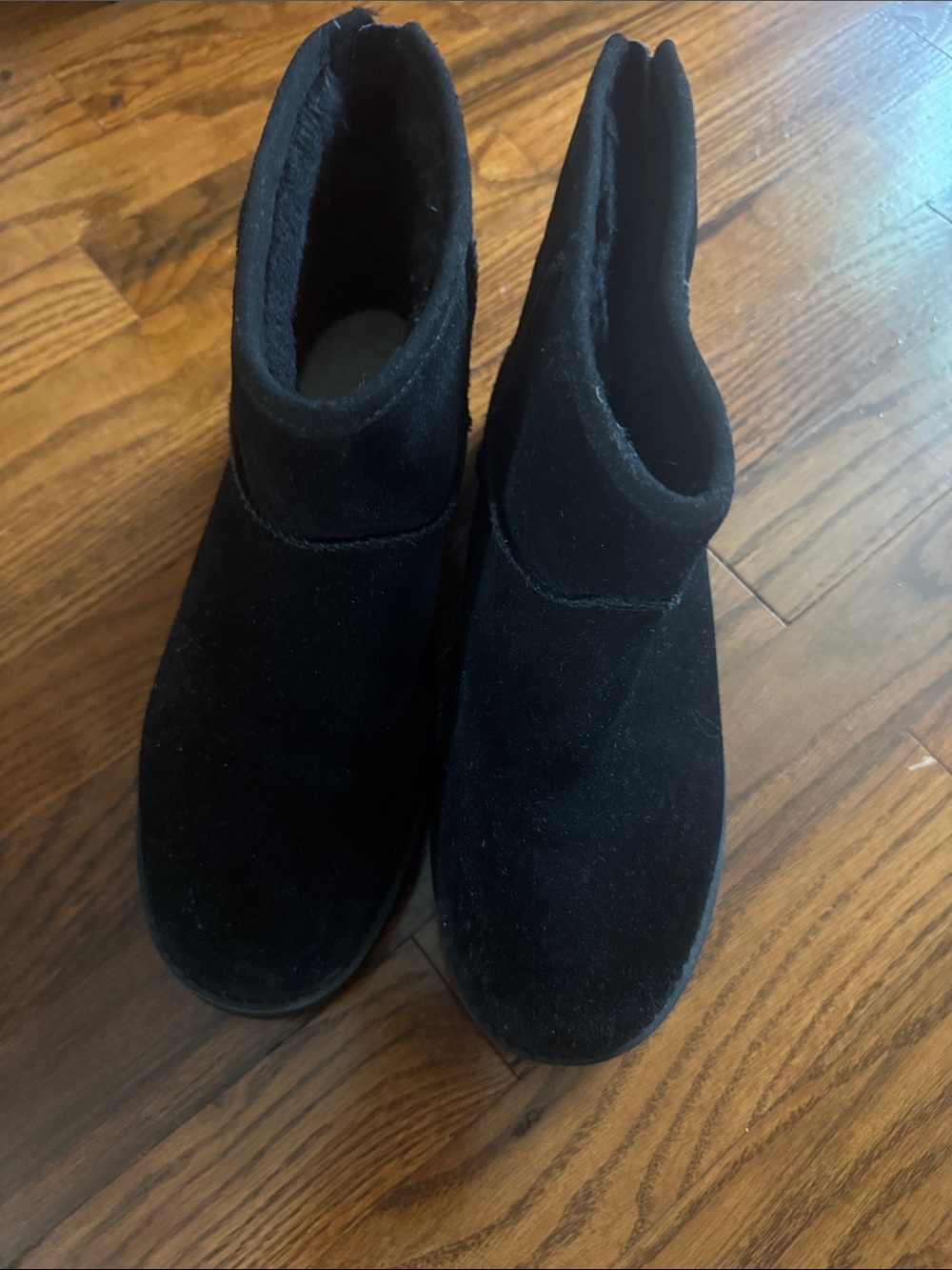 Kids Black Suede Winter Ankle Boots